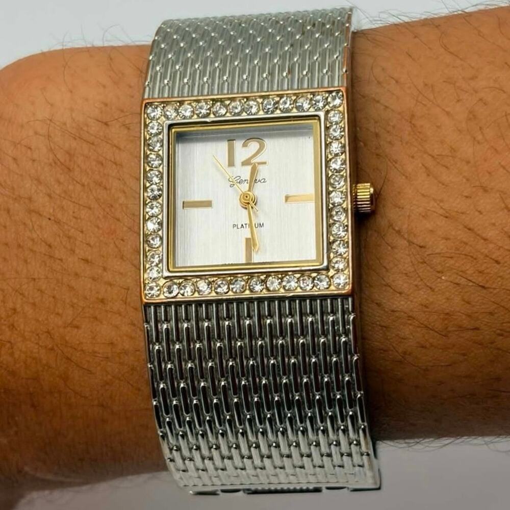 Silver Crystal Geneva Watch